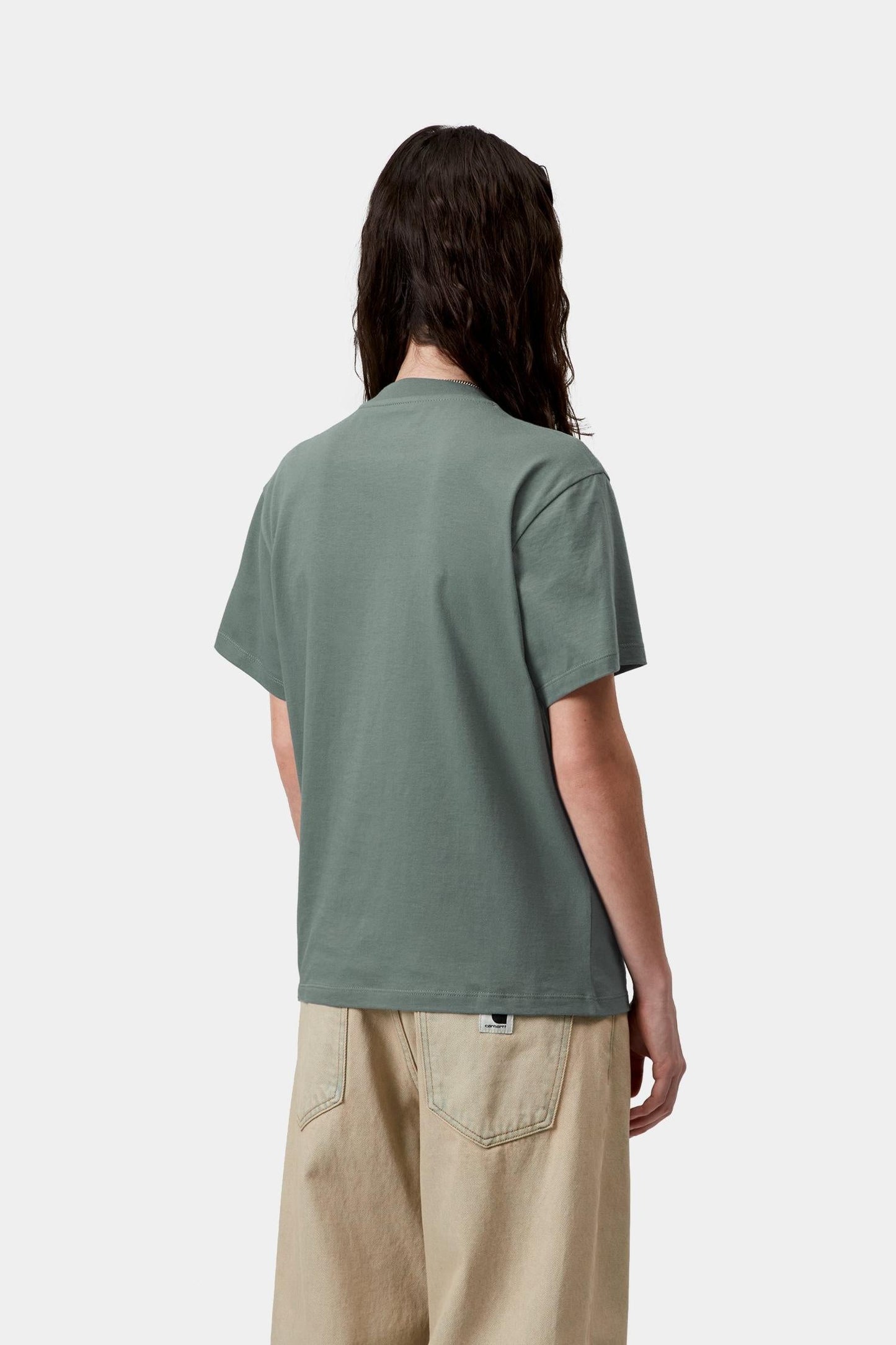 Script Embroidery T-Shirt Velvet Green / Gentle Orange