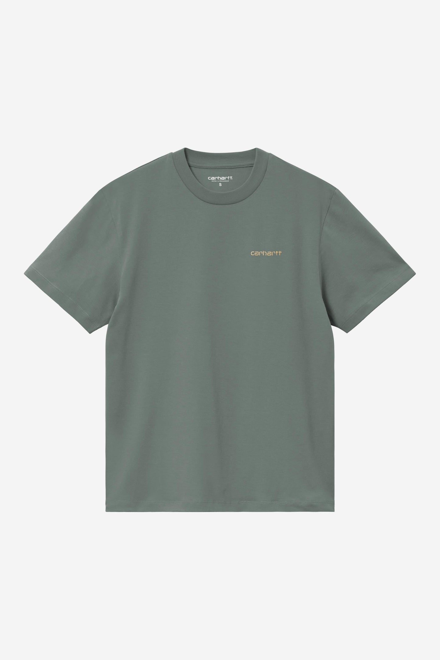 Script Embroidery T-Shirt Velvet Green / Gentle Orange
