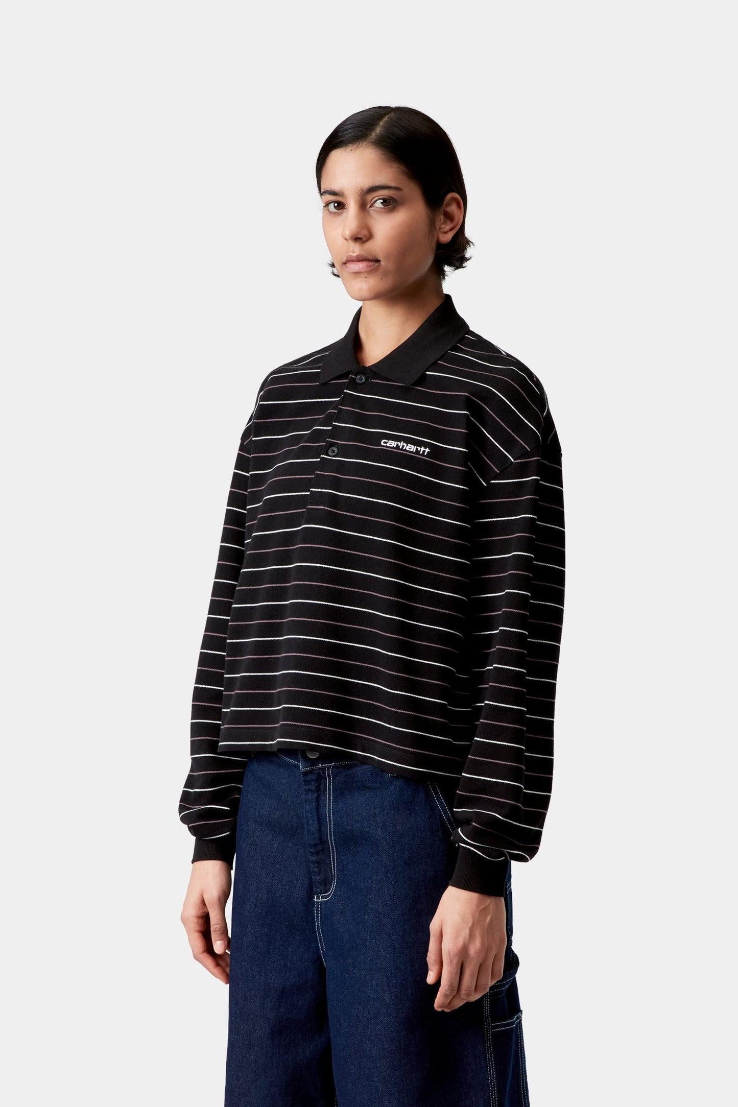 Mabel Stripe Polo Black