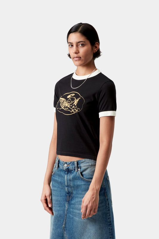 Reminiscing Ringer T-Shirt Black (Heavy Stone Wash)
