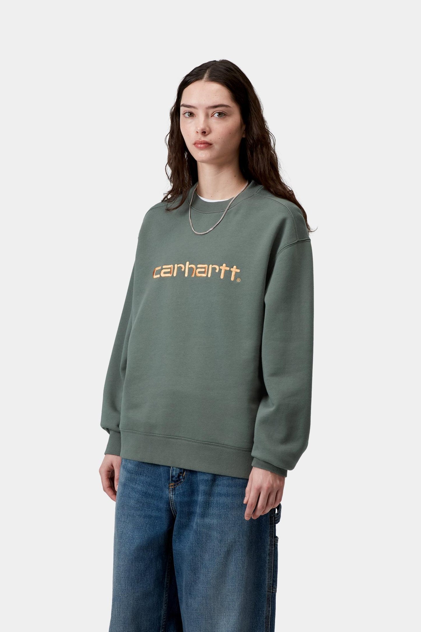 Carhartt Sweatshirt Velvet Green / Gentle Orange