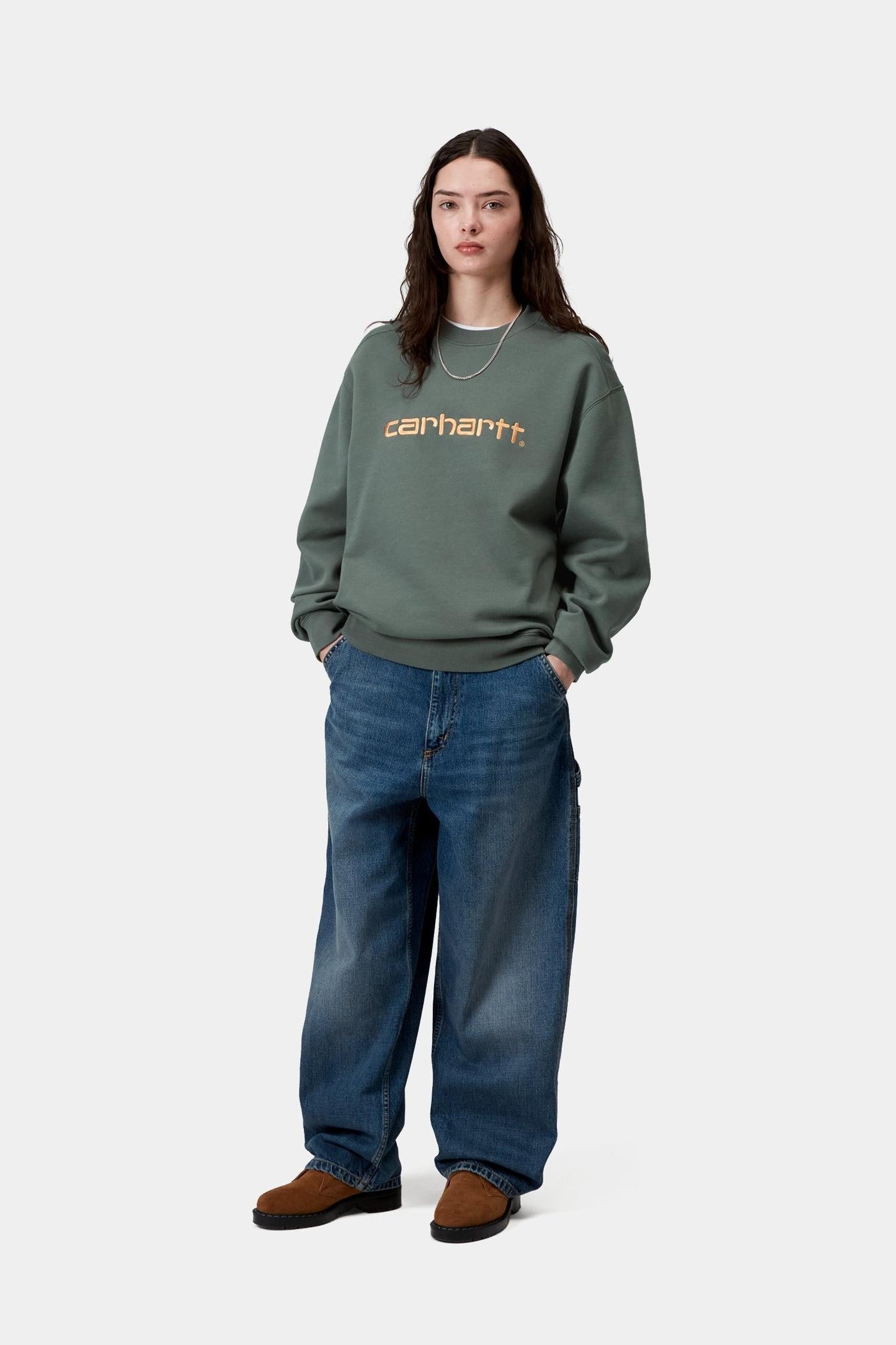 Carhartt Sweatshirt Velvet Green / Gentle Orange