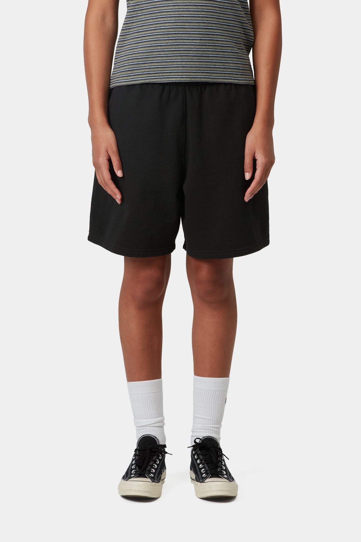 Brenta Sweat Short Black / White (Heavy Stone Wash)