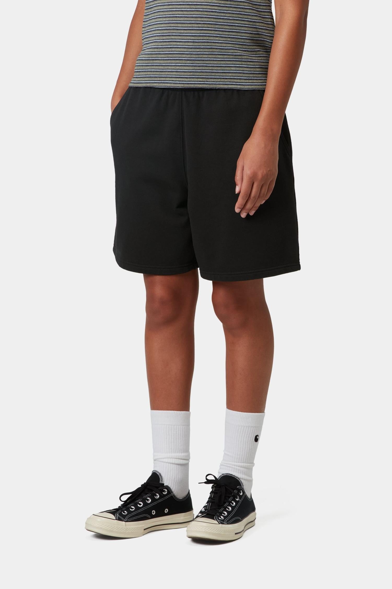 Brenta Sweat Short Black / White (Heavy Stone Wash)