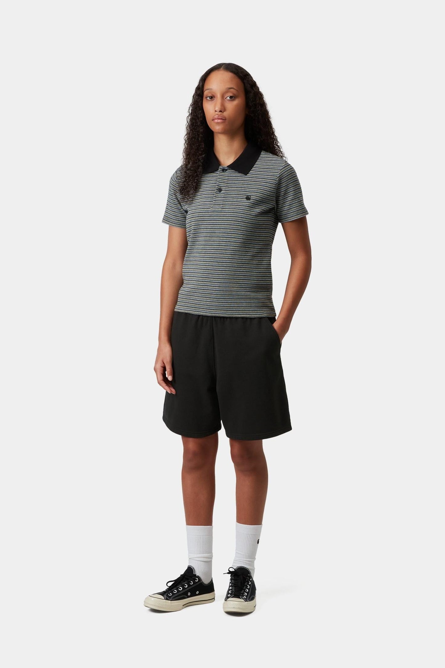 Brenta Sweat Short Black / White (Heavy Stone Wash)