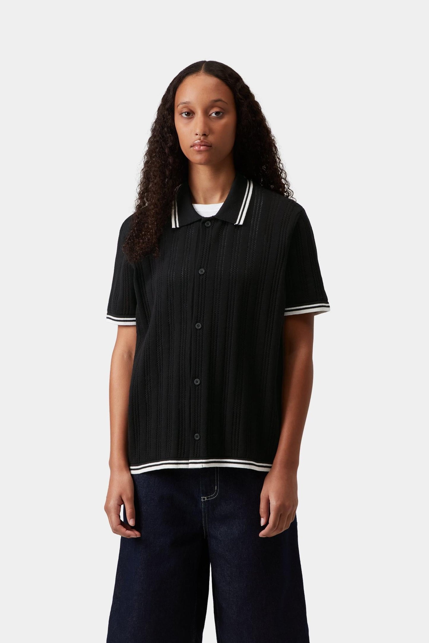 Women's Short Sleeve Ramsey Knit Shirt Black