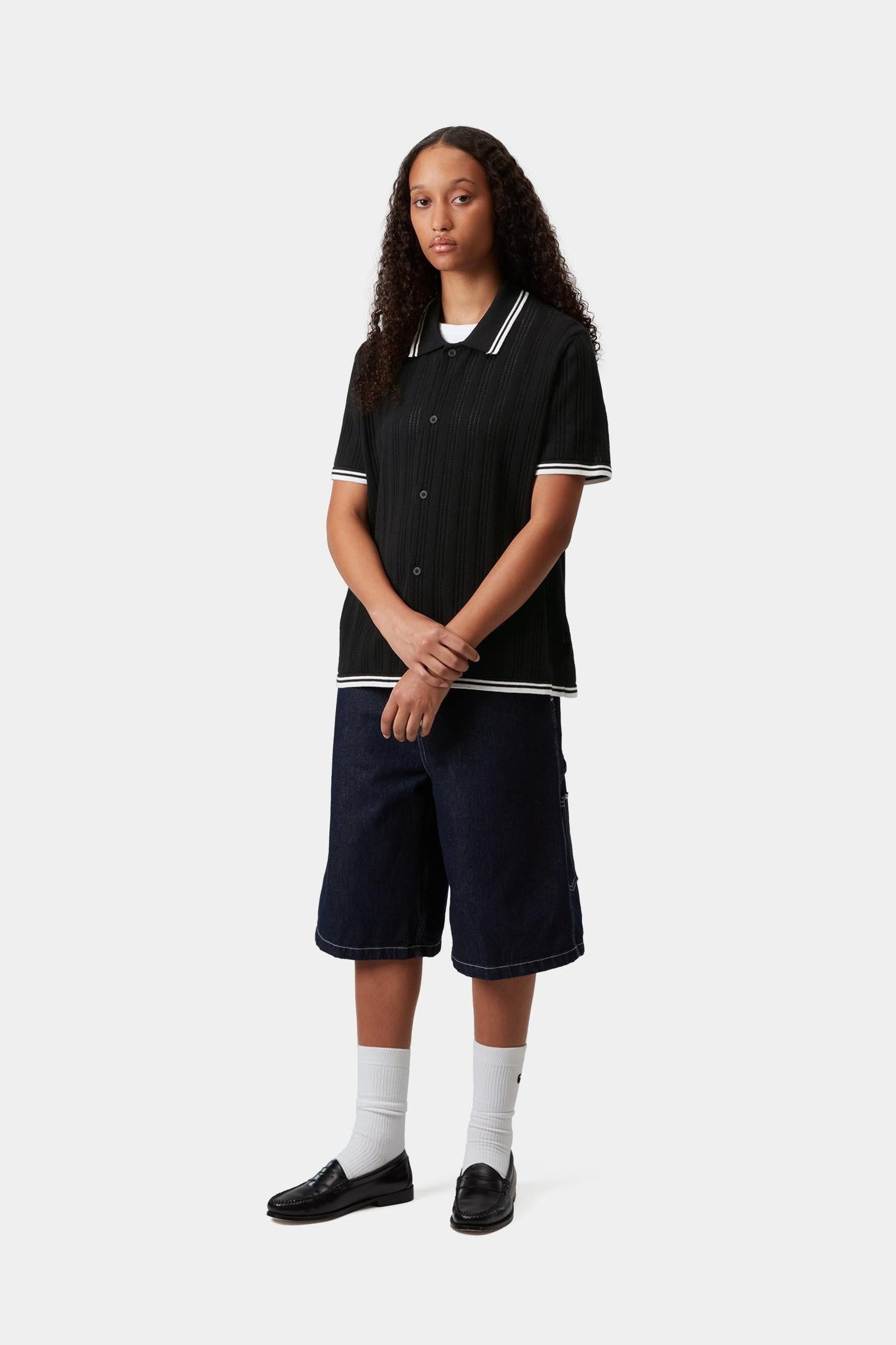 Women's Short Sleeve Ramsey Knit Shirt Black