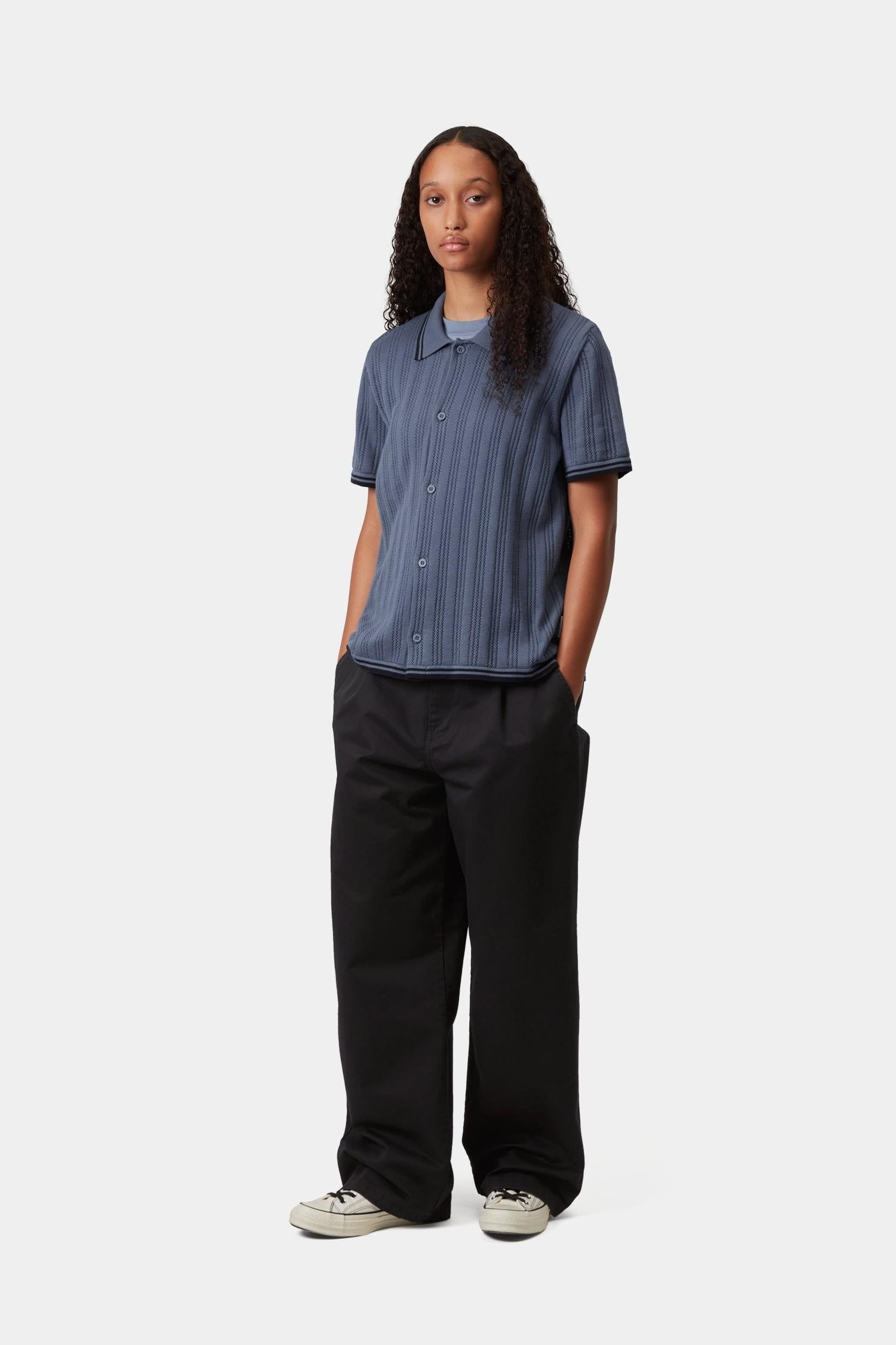 Women's Short Sleeve Ramsey Knit Shirt Velvet Blue
