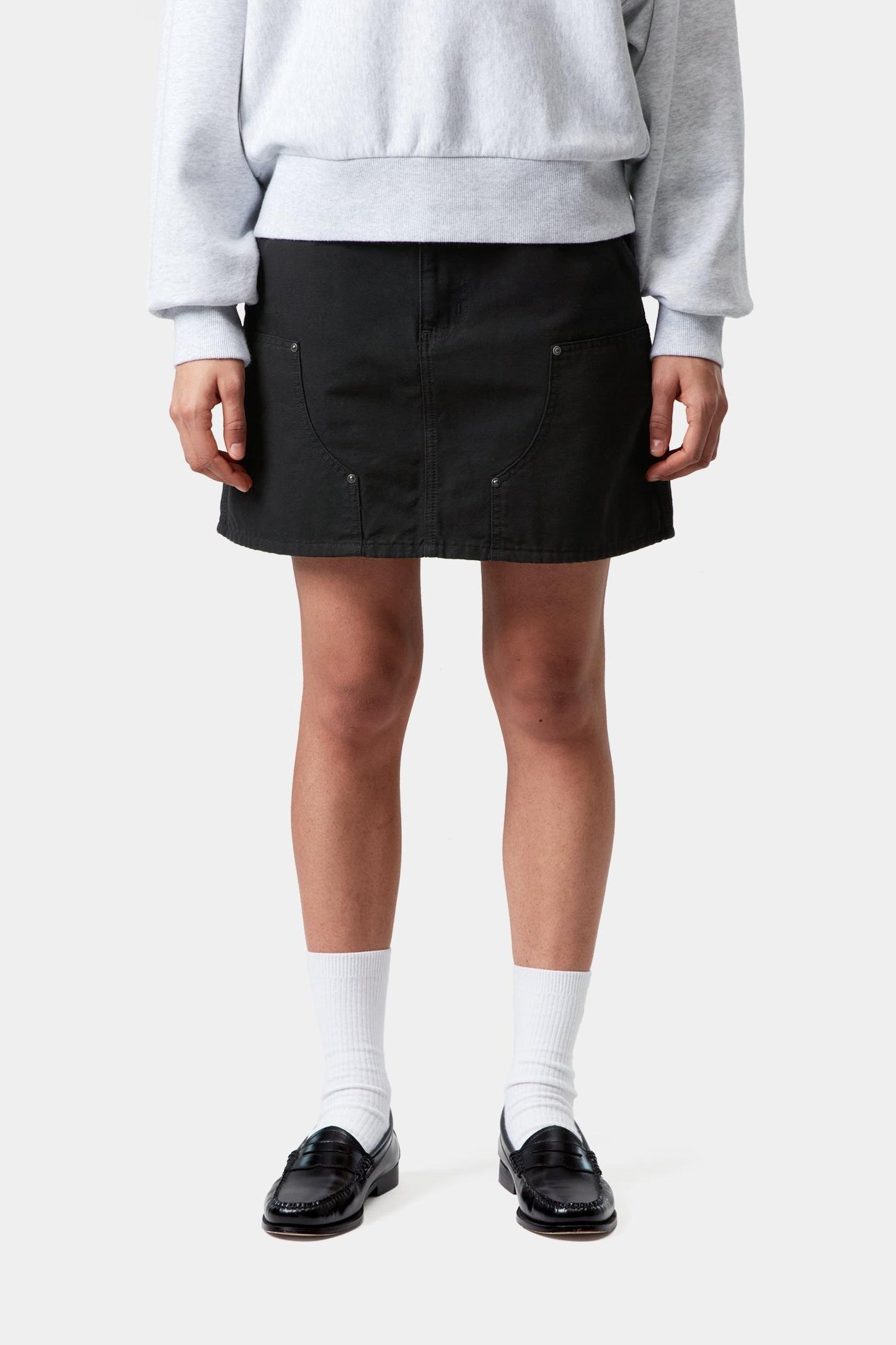 Maeve Double Knee Skirt Black (Stone Washed)