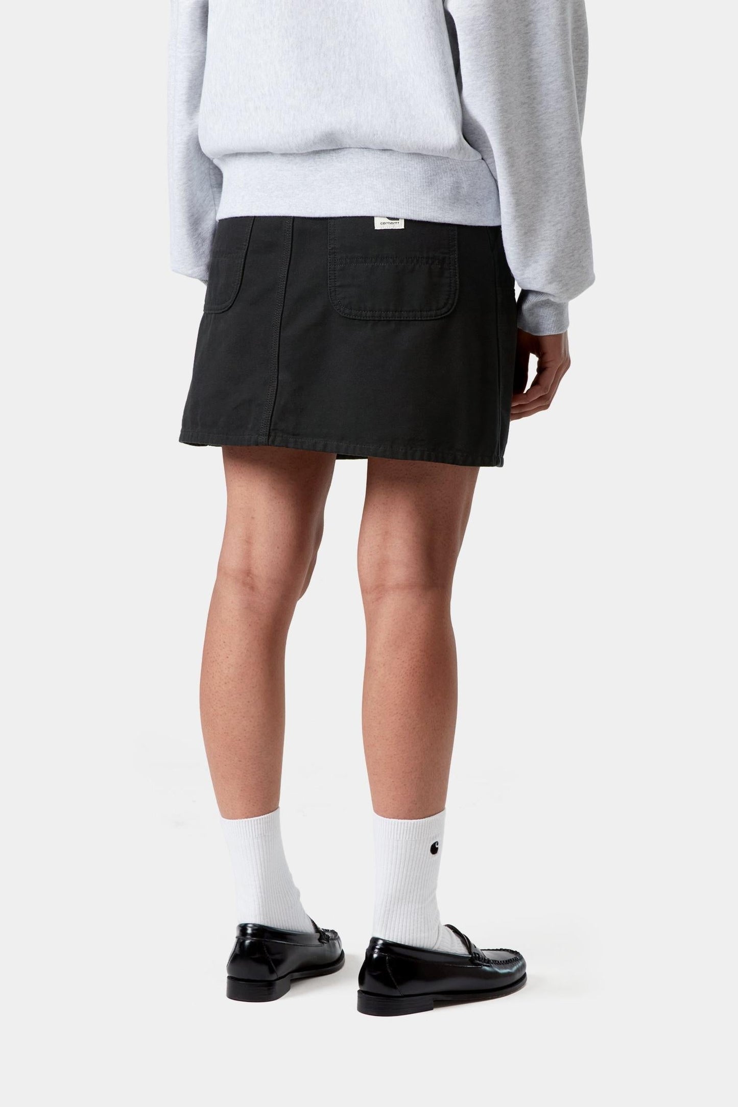Maeve Double Knee Skirt Black (Stone Washed)