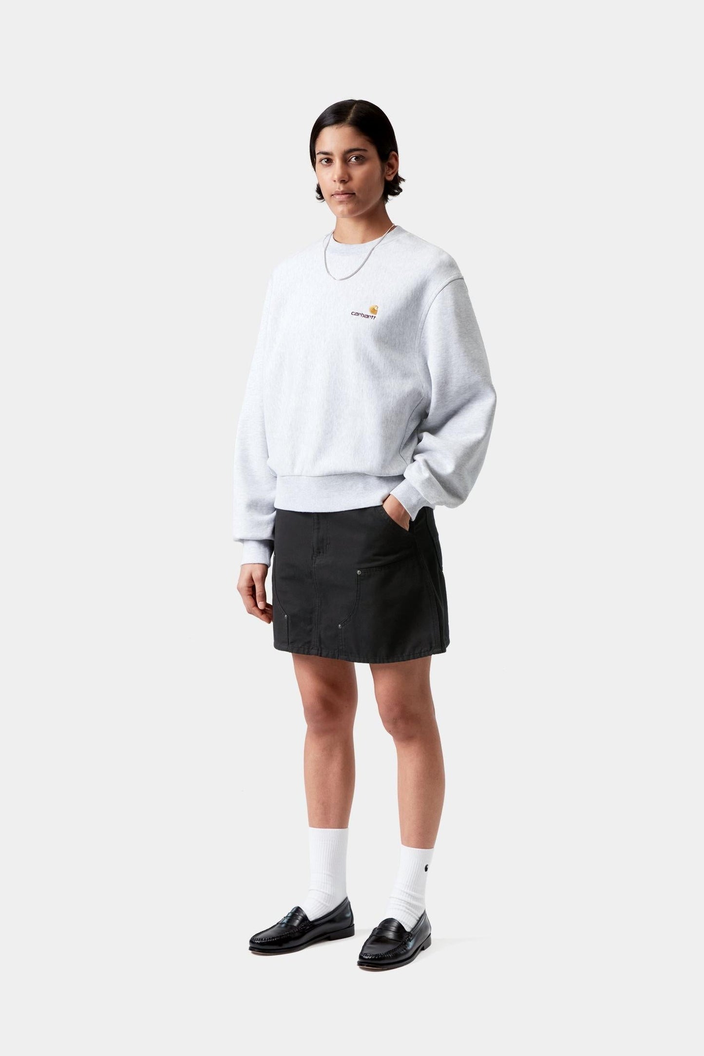Maeve Double Knee Skirt Black (Stone Washed)
