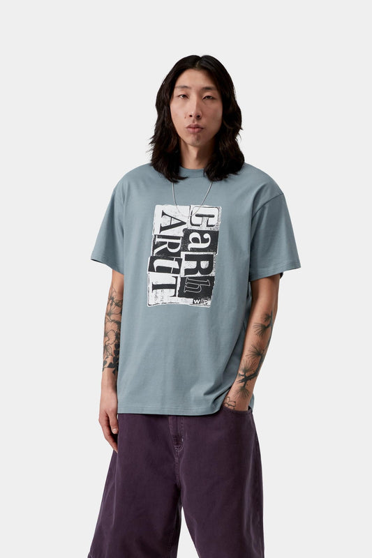 Moving Letterpress T-Shirt Velvet Blue