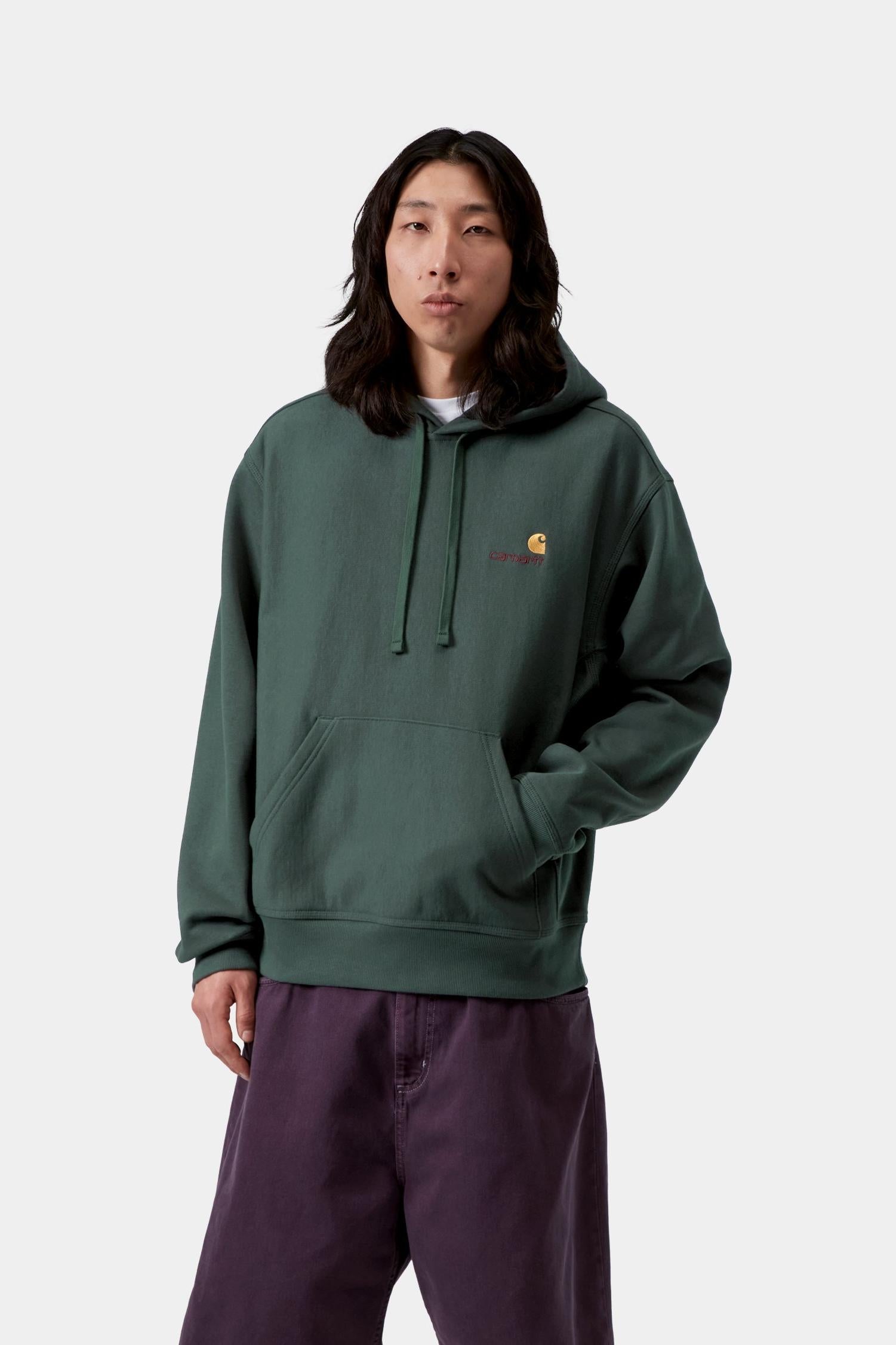 Hooded American Script Sweatshirt Kale Green