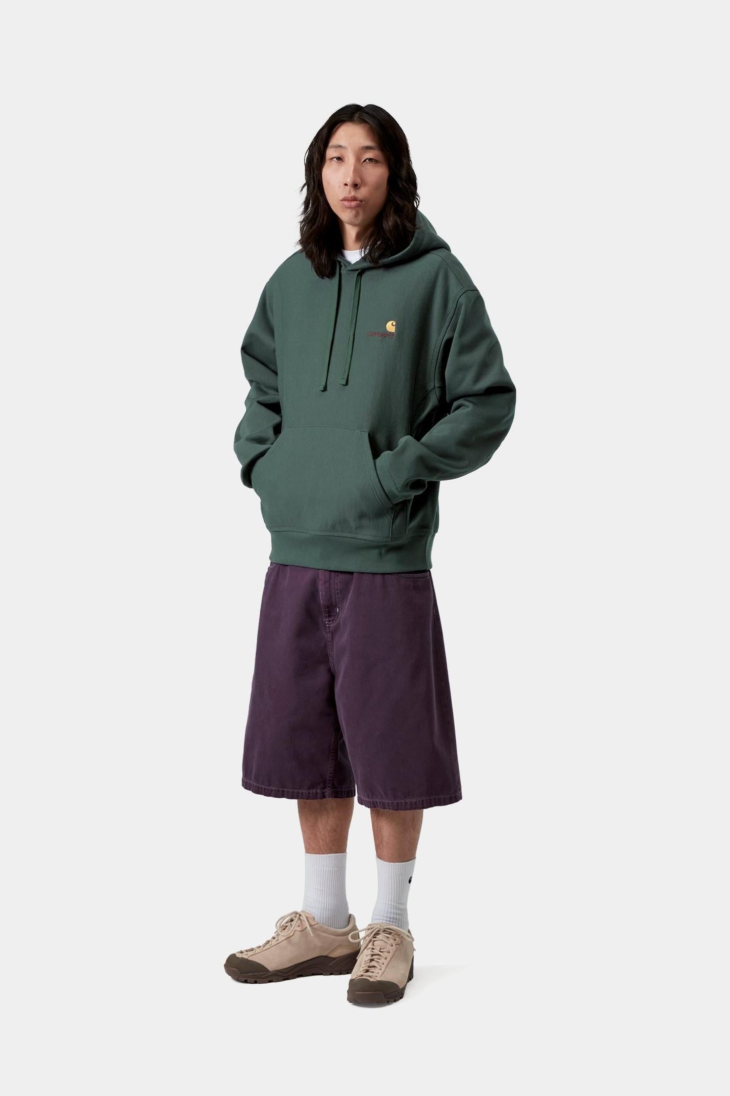 Hooded American Script Sweatshirt Kale Green