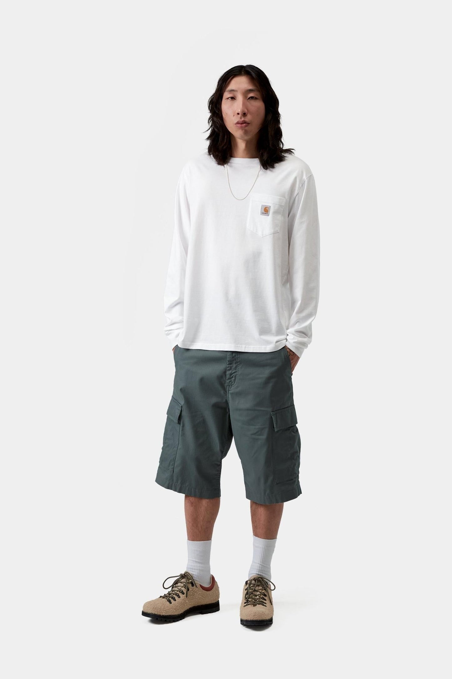 Long Sleeve Pocket T-Shirt White