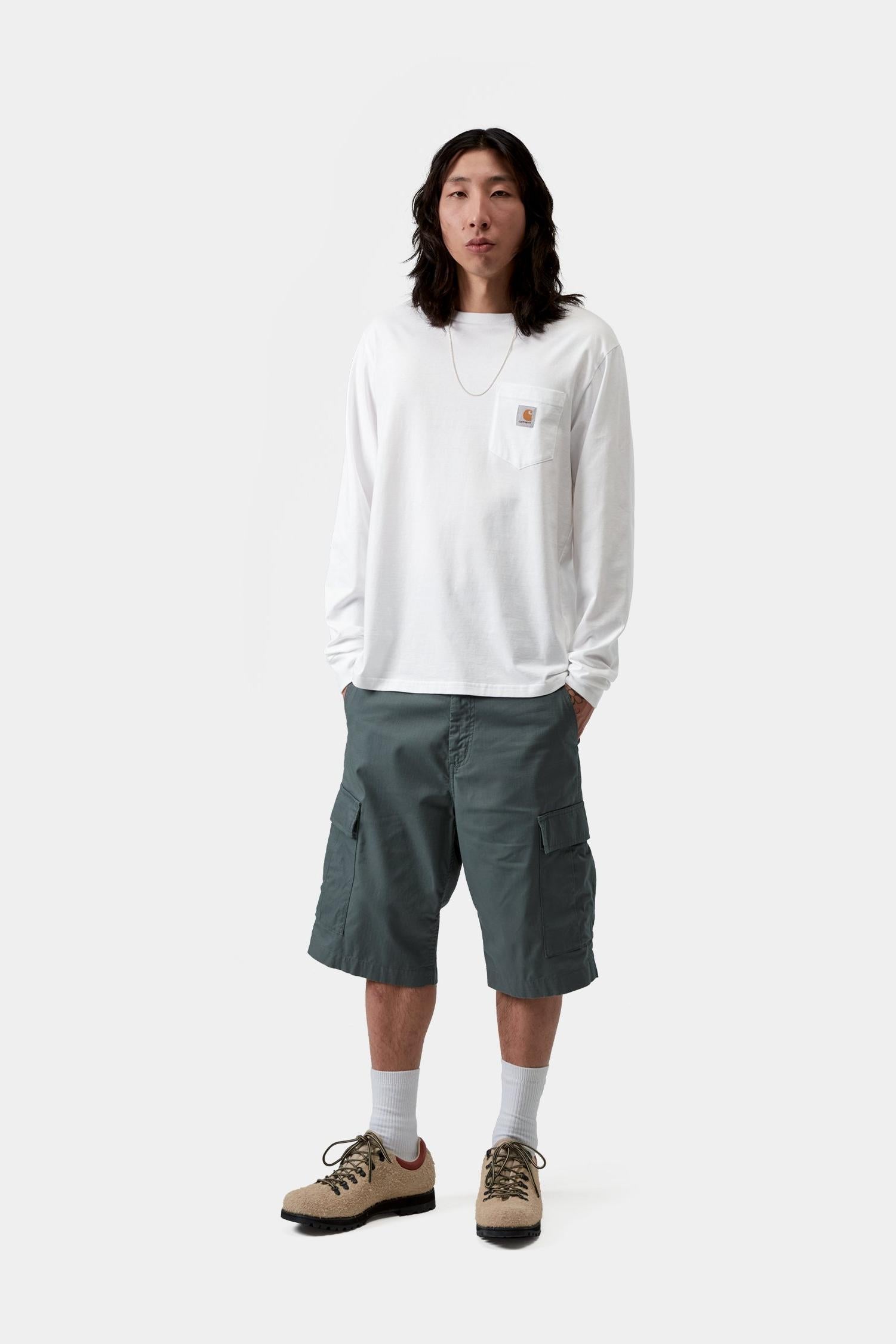 Long Sleeve Pocket T-Shirt White