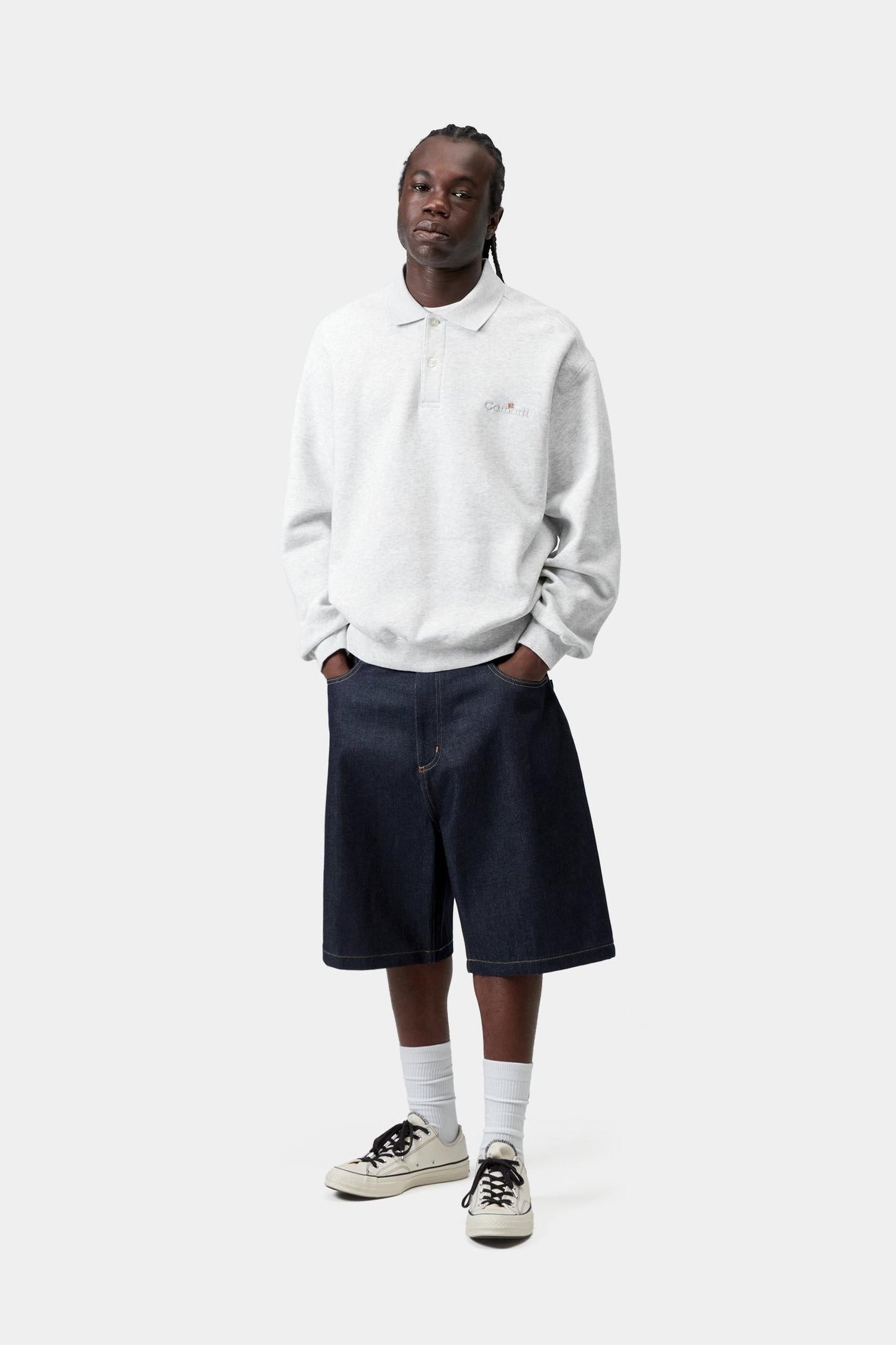 WIP Label Polo Sweatshirt Ash Heather