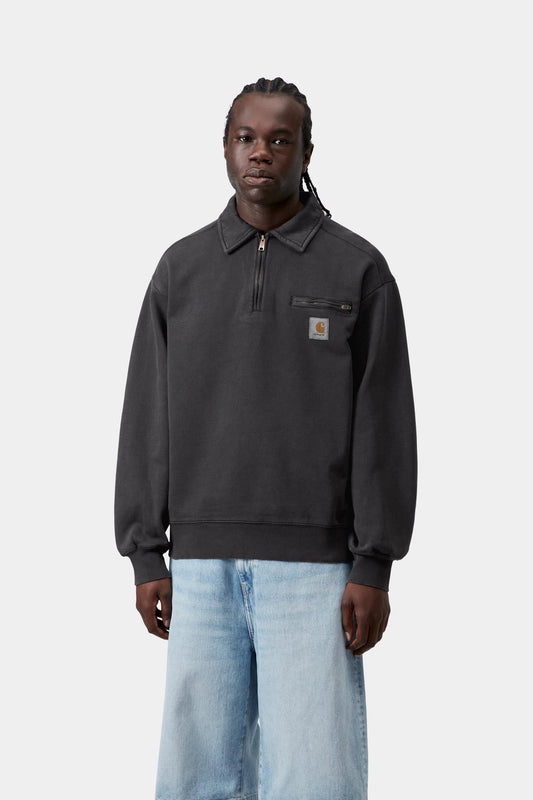 Half Zip Detroit Sweatshirt Black (Stone Washed)