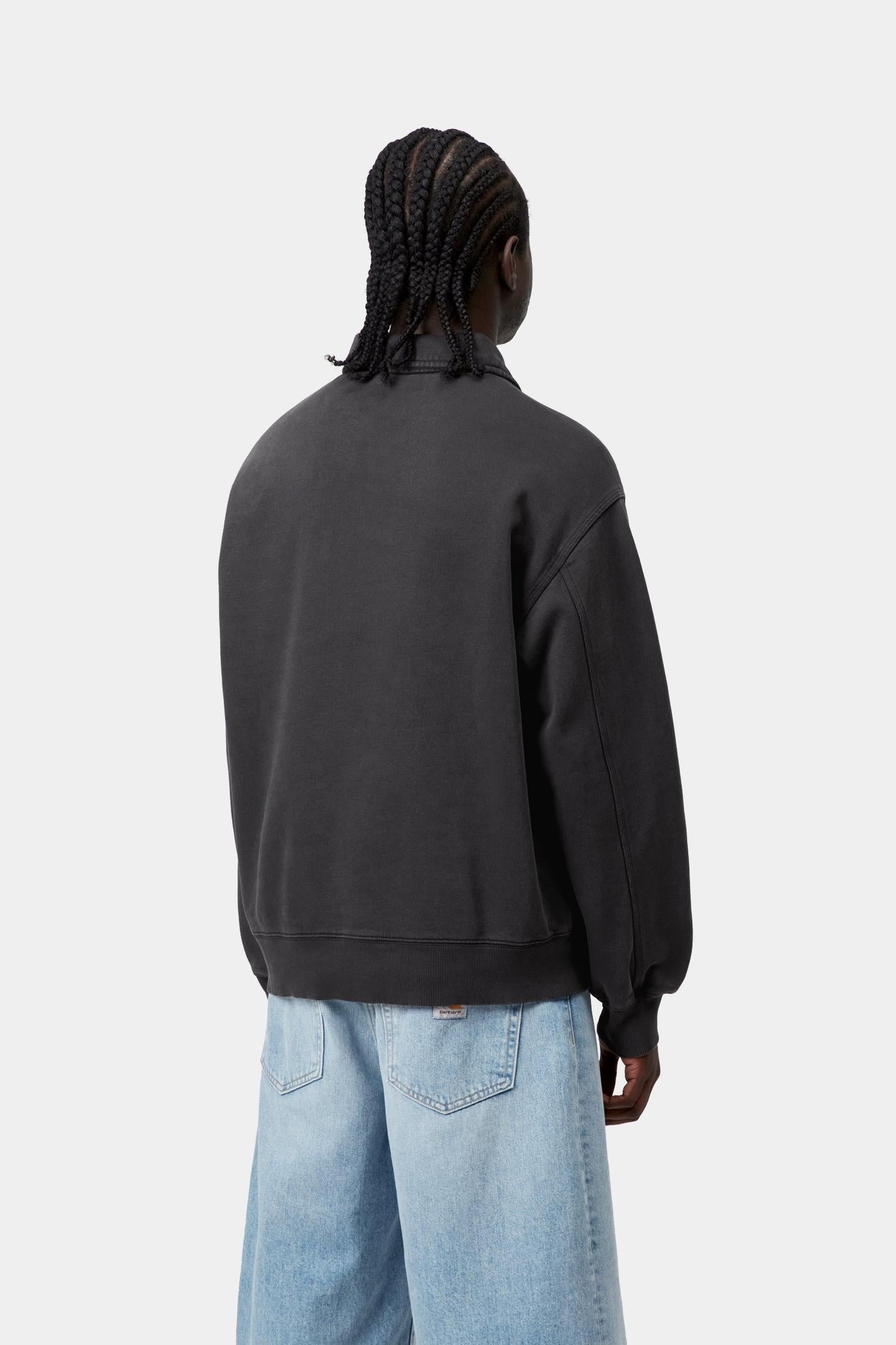 Half Zip Detroit Sweatshirt Black (Stone Washed)