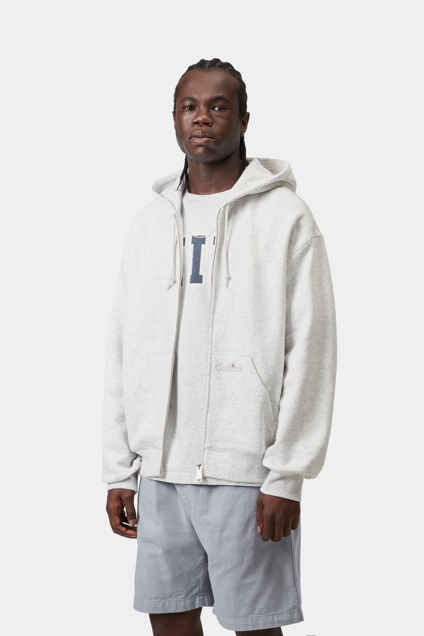 Hooded WIP Label Sweat Jacket Ash Heather