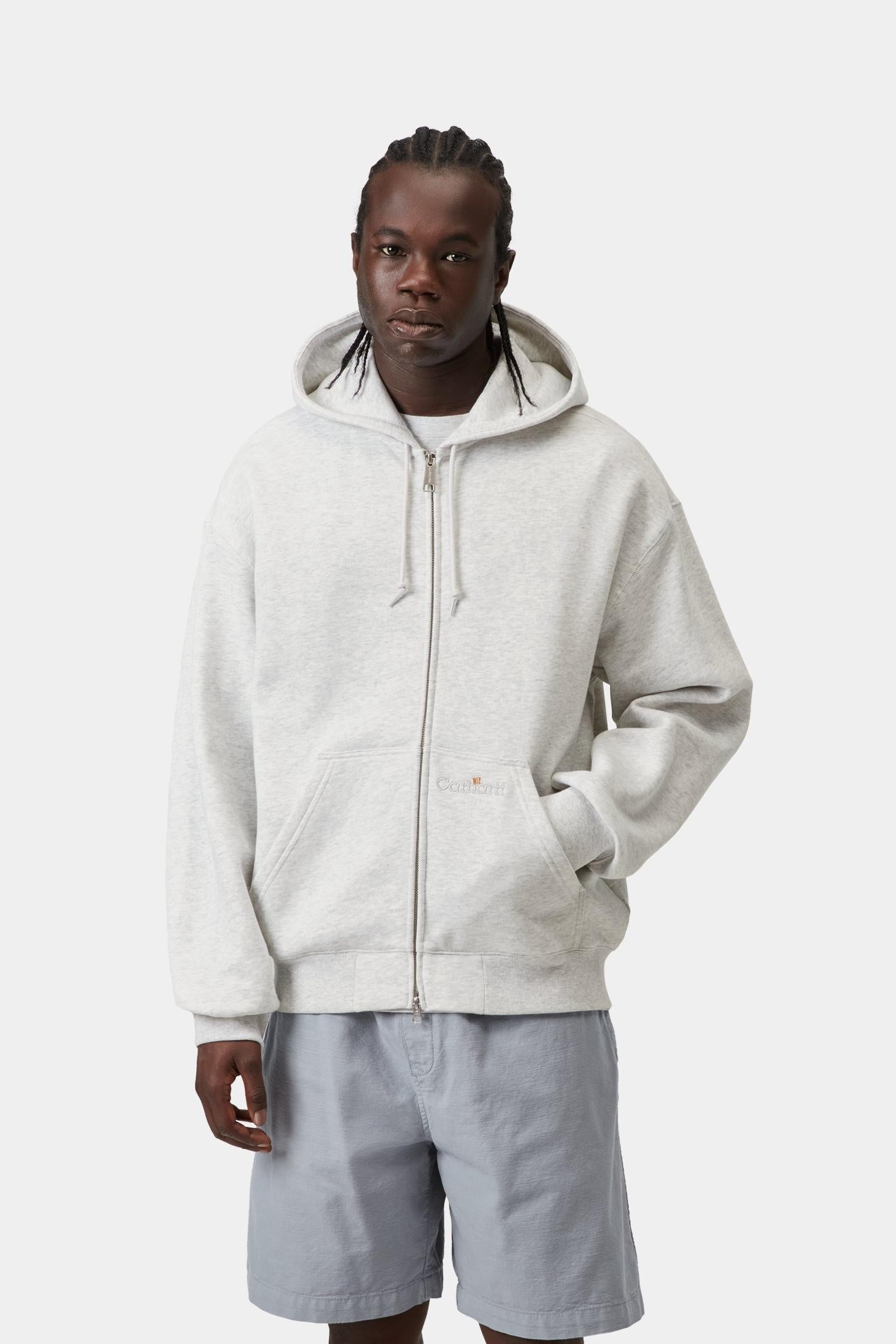Hooded WIP Label Sweat Jacket Ash Heather