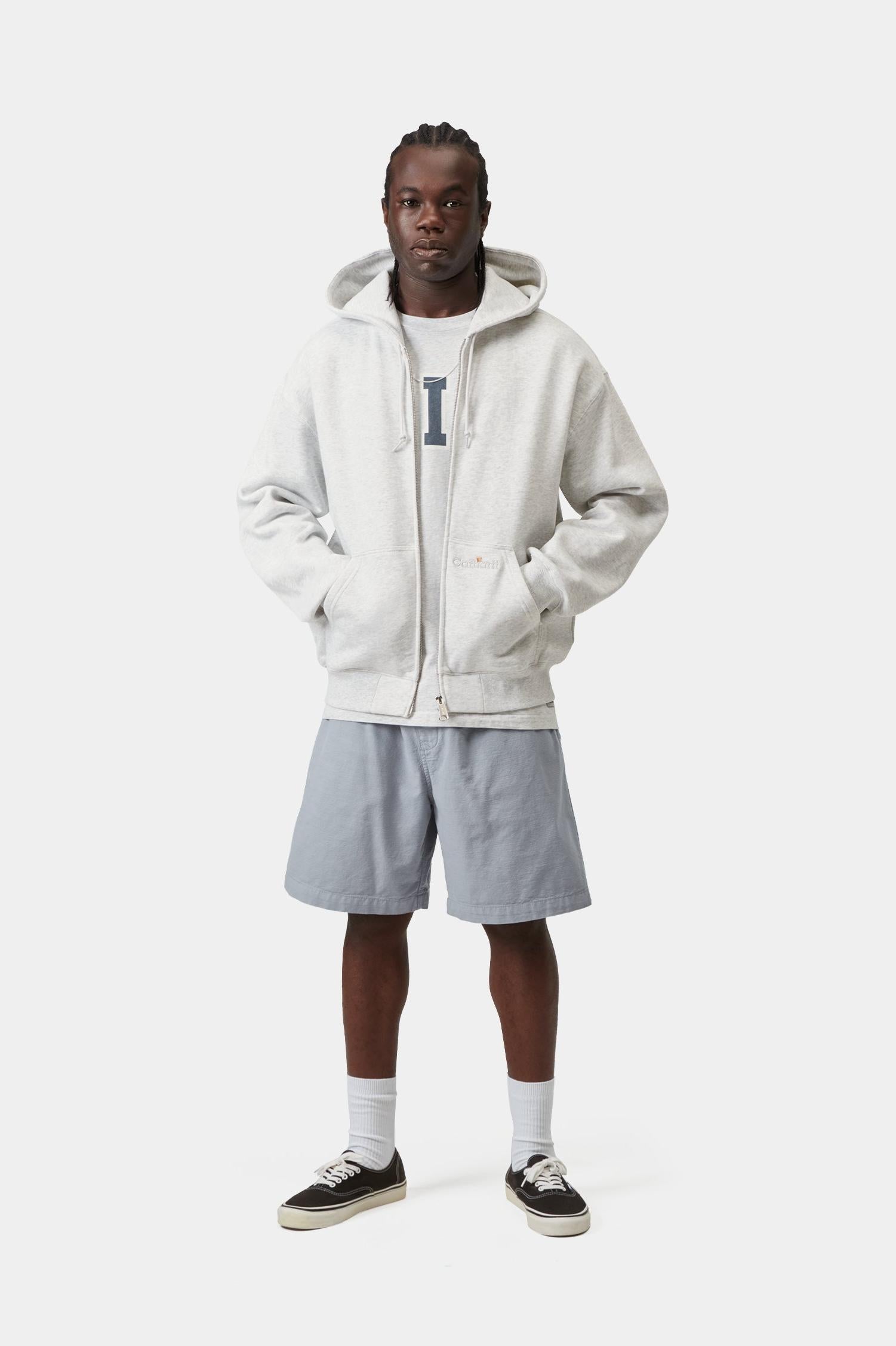 Hooded WIP Label Sweat Jacket Ash Heather