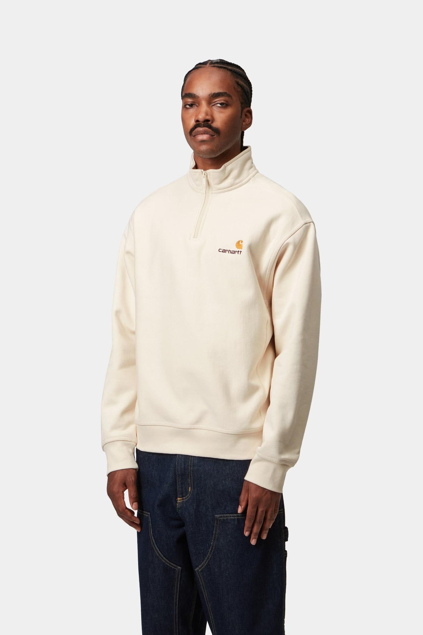 Half Zip American Script Sweatshirt Natural