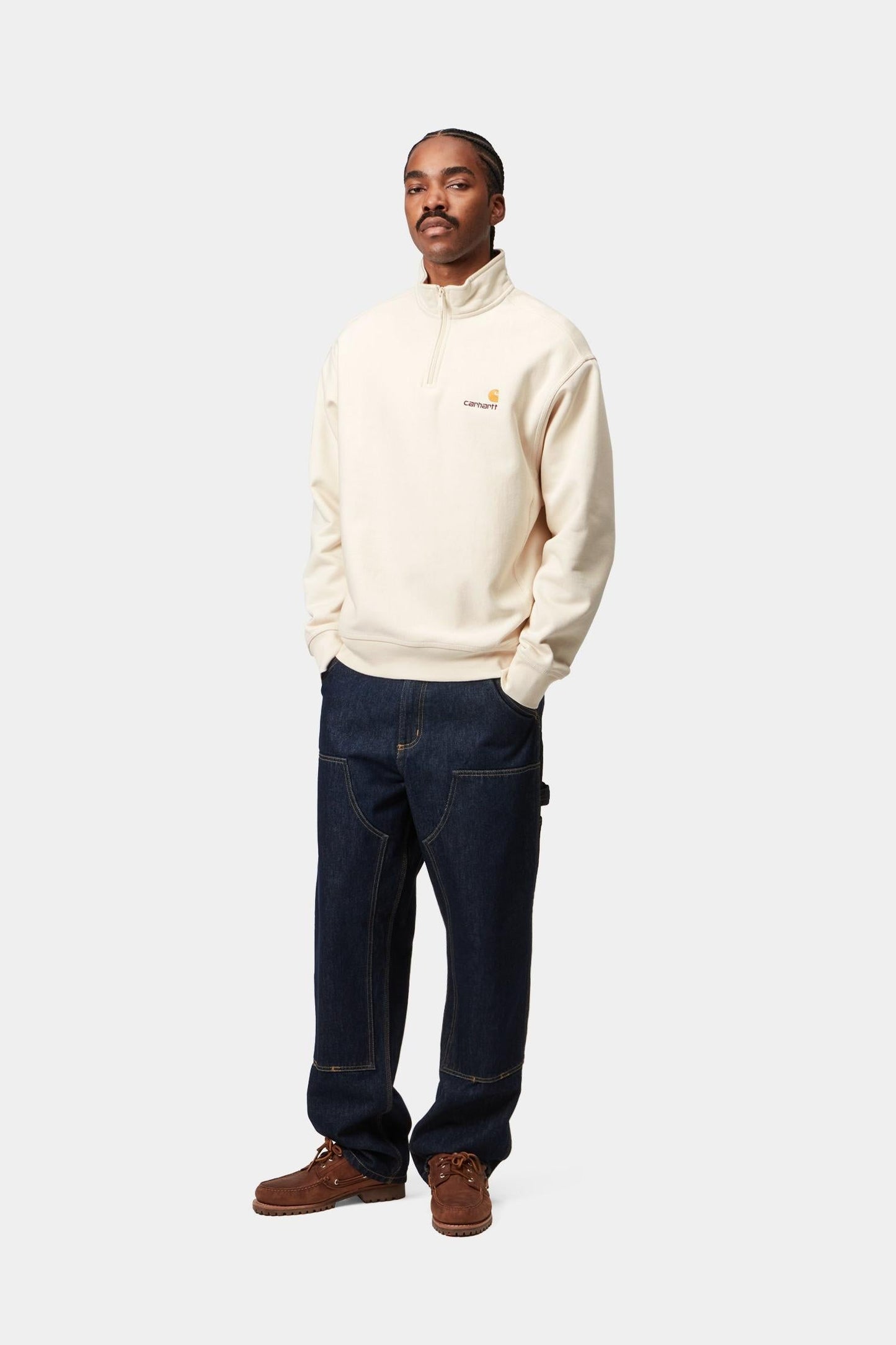 Half Zip American Script Sweatshirt Natural
