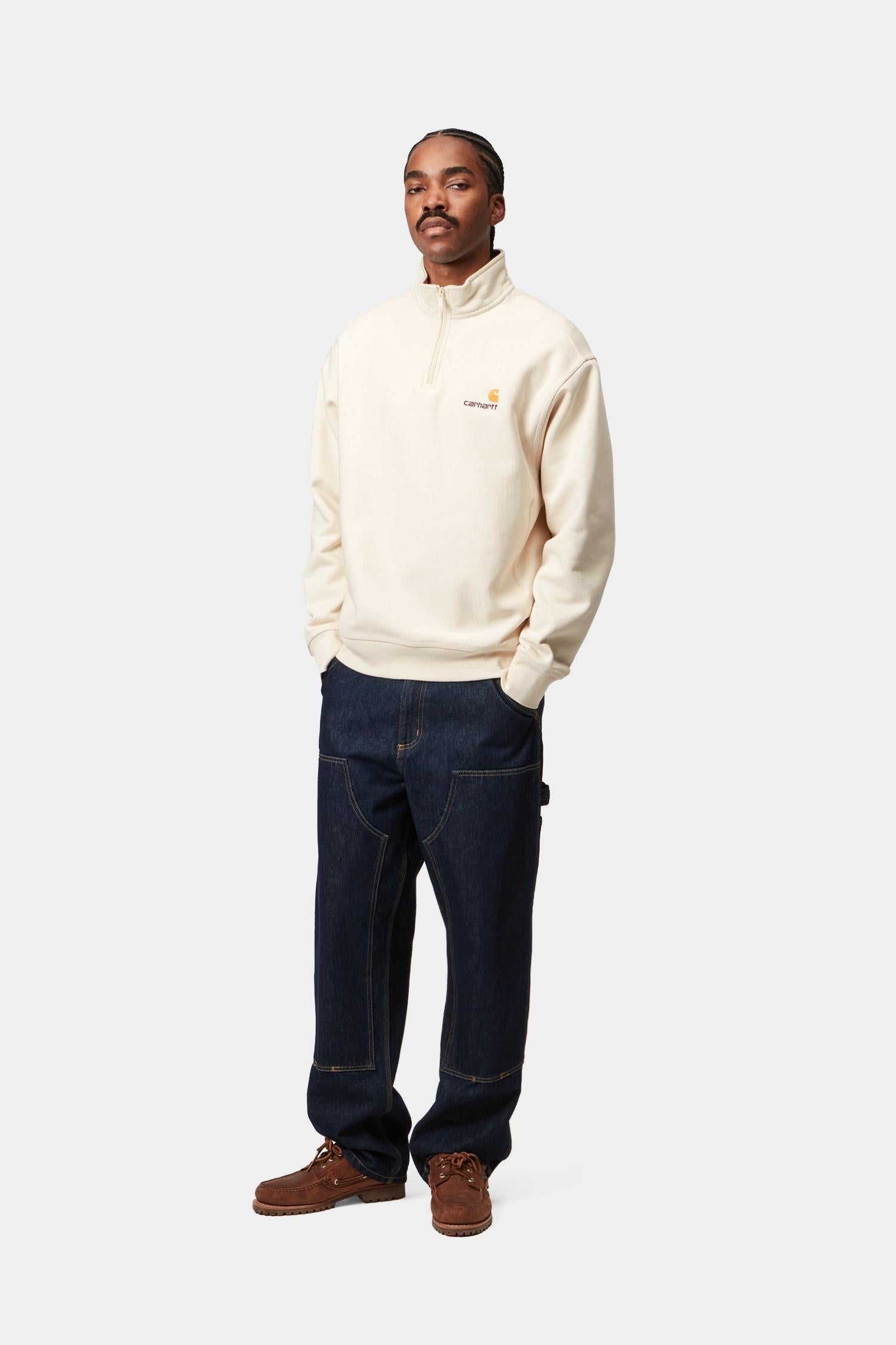 Half Zip American Script Sweatshirt Natural