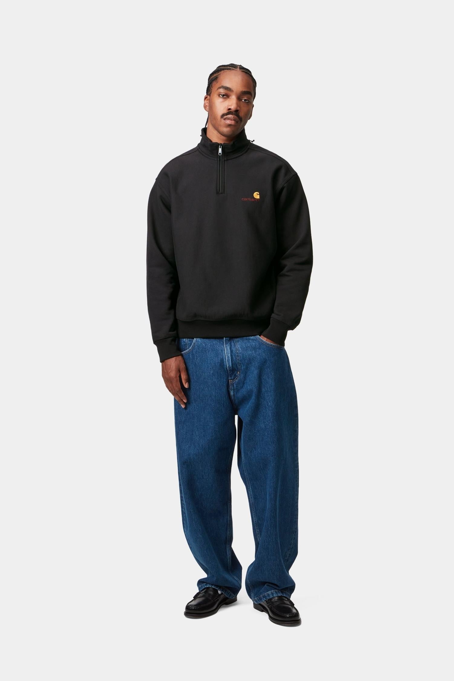 Half Zip American Script Sweatshirt Black