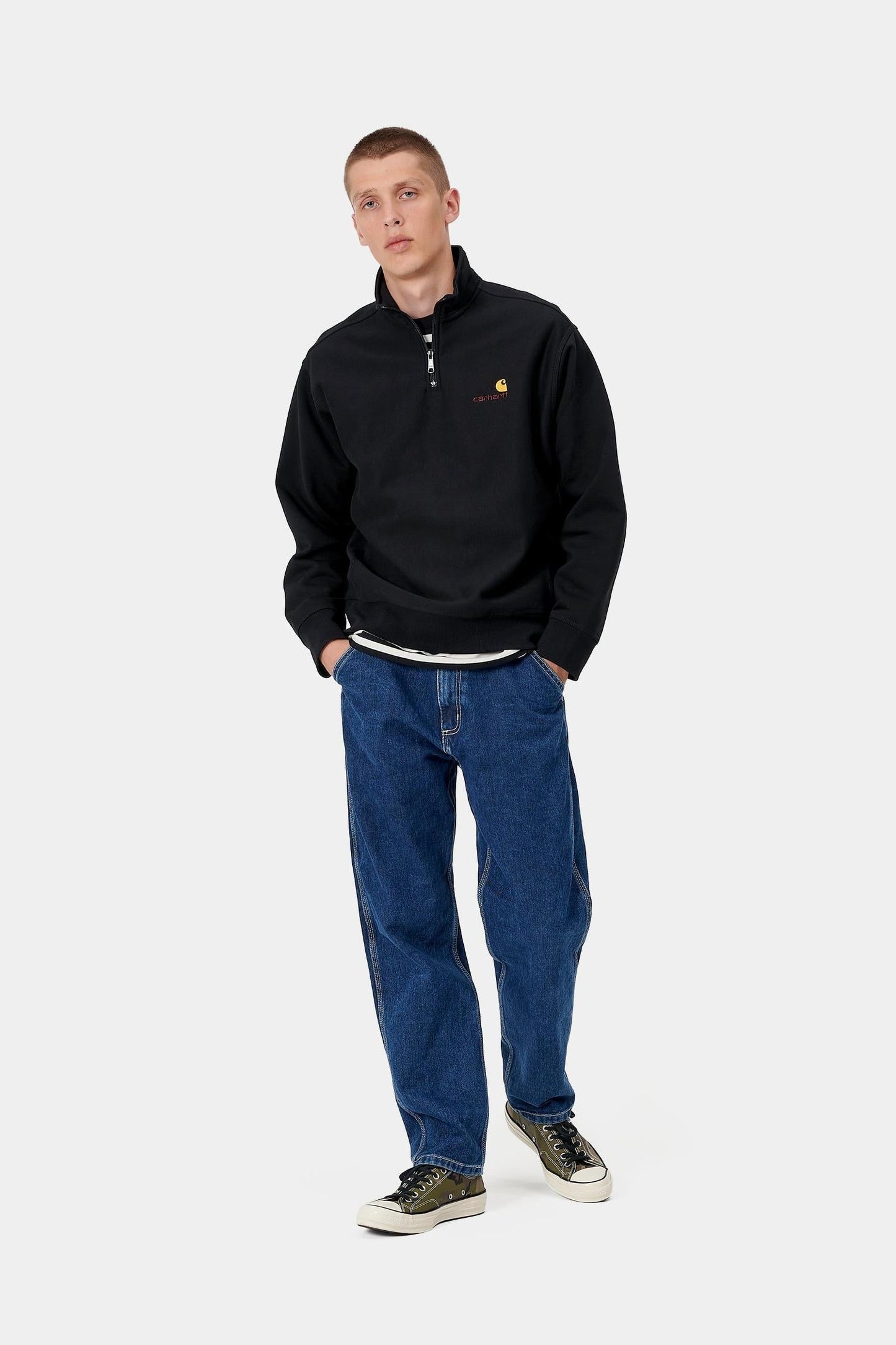 Half Zip American Script Sweatshirt Black
