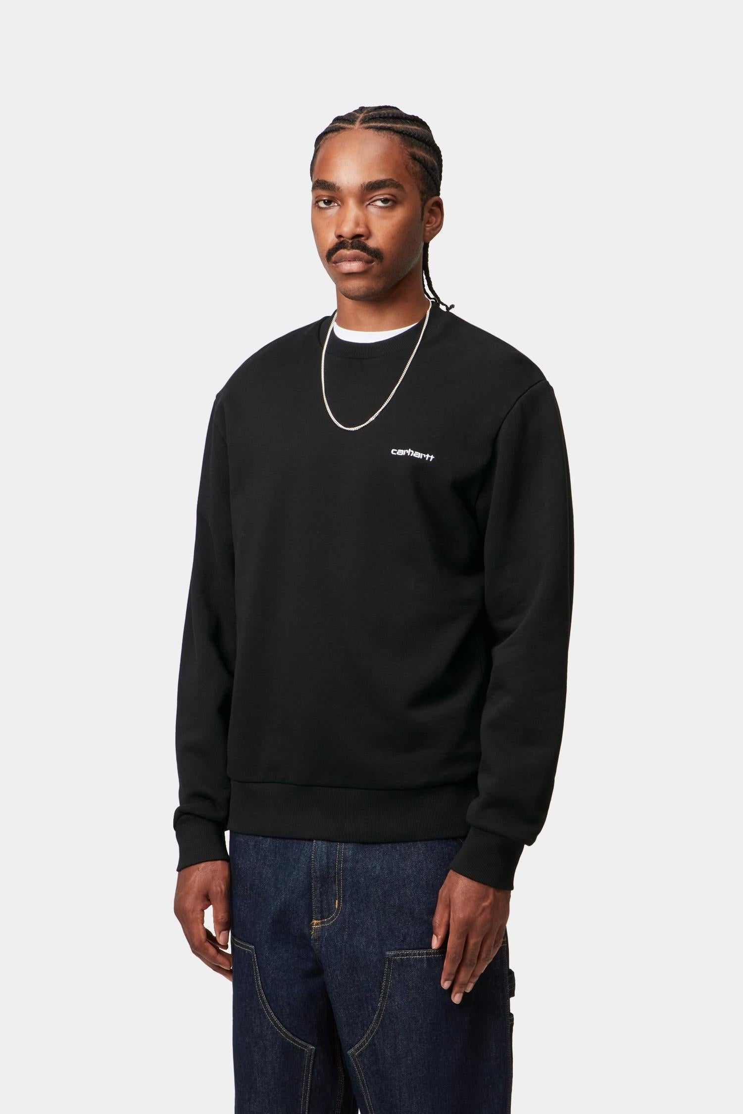 Script Embroidery Sweatshirt Black / White