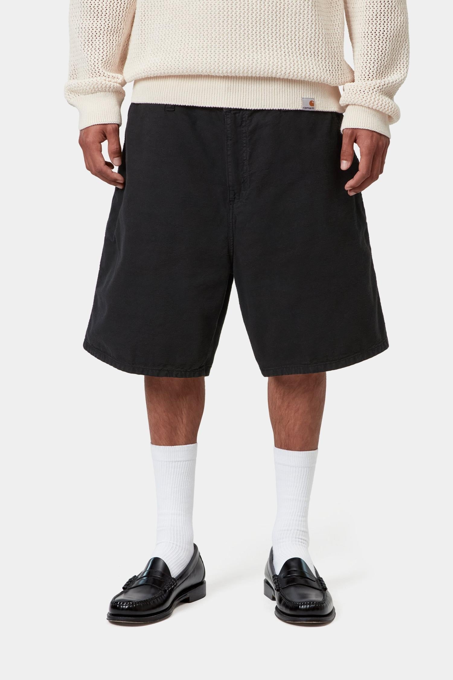 Walter Single Knee Short Black (Garment Dyed)