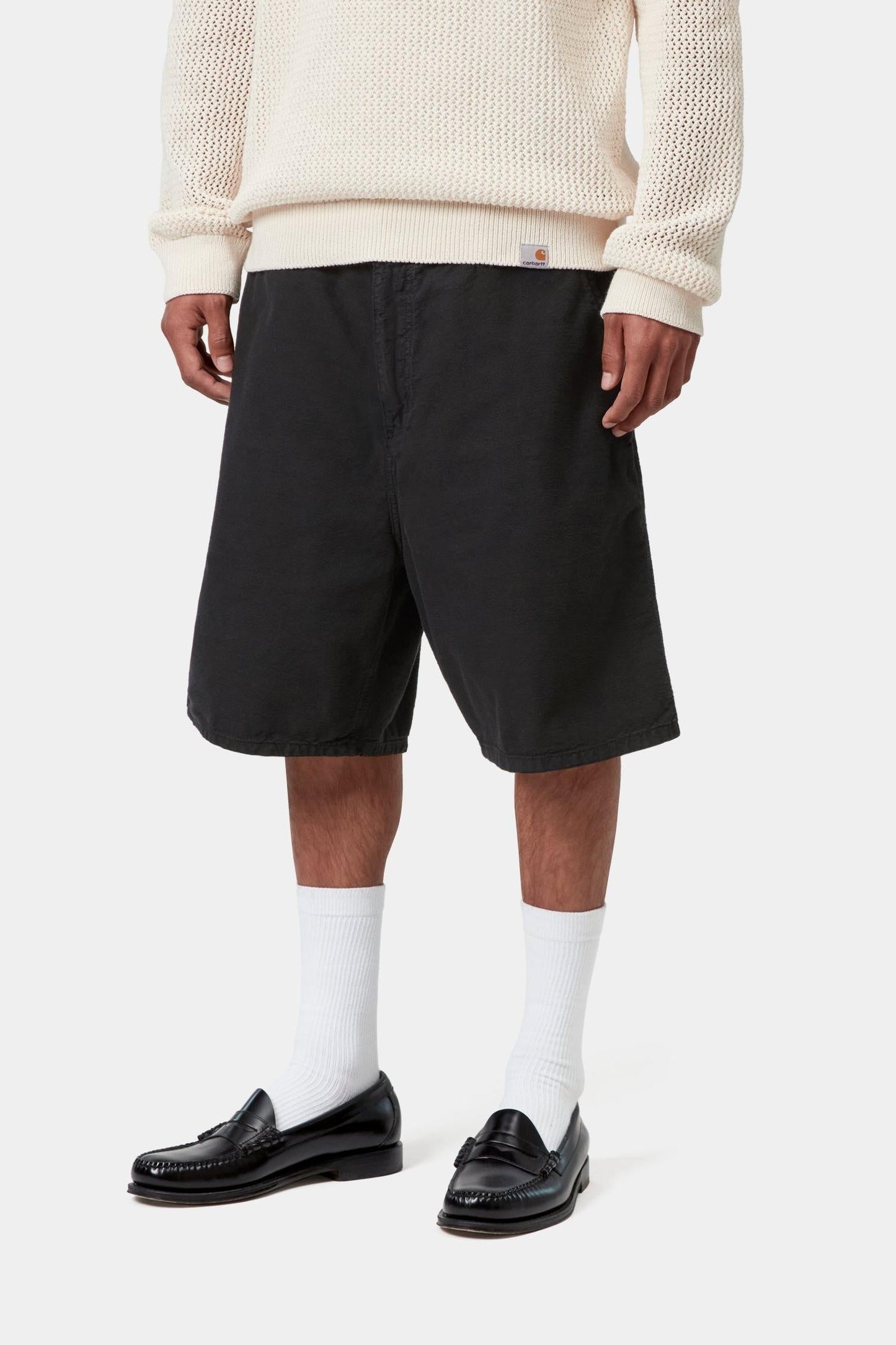 Walter Single Knee Short Black (Garment Dyed)