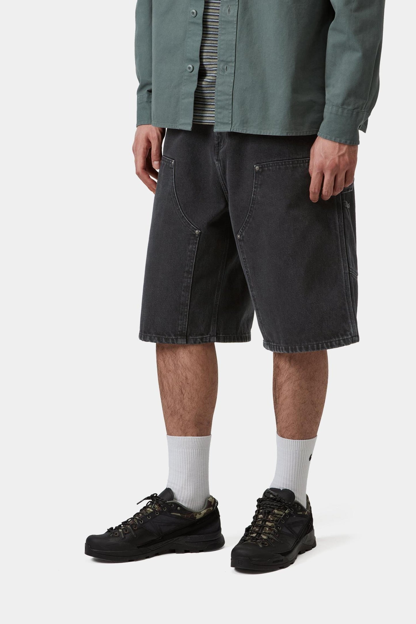 OG Double Knee Short Black (Stone Washed)
